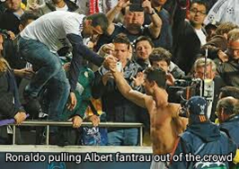 ronaldo pulling albert fantrau out of the crowd
